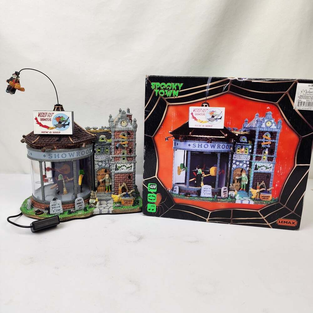 Lemax Spooky Town Wicked Fast Broomsticks Showroom Halloween 2011 Complete Testd